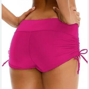 Swimsuits For All Adjustable Swim Shorts Side Ruched Swim Bottom Pink Size 18